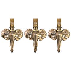 Set of Three Italian Mid-Century Sconces Figuring an Elephant Head 4