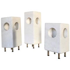 Set of Stone Table Lamps by Albert Tormos, France, circa 1980