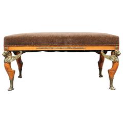French Empire Style Mahogany and Bronze Banquette