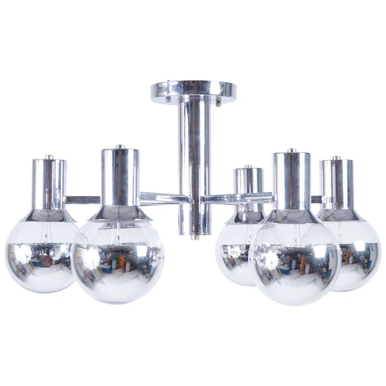 MidCentury Chrome Globe Chandelier For Sale at 1stdibs