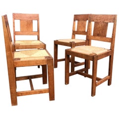 Early 1900s Set of Four Arts and Crafts Dining Chairs Gustav Stickley Style