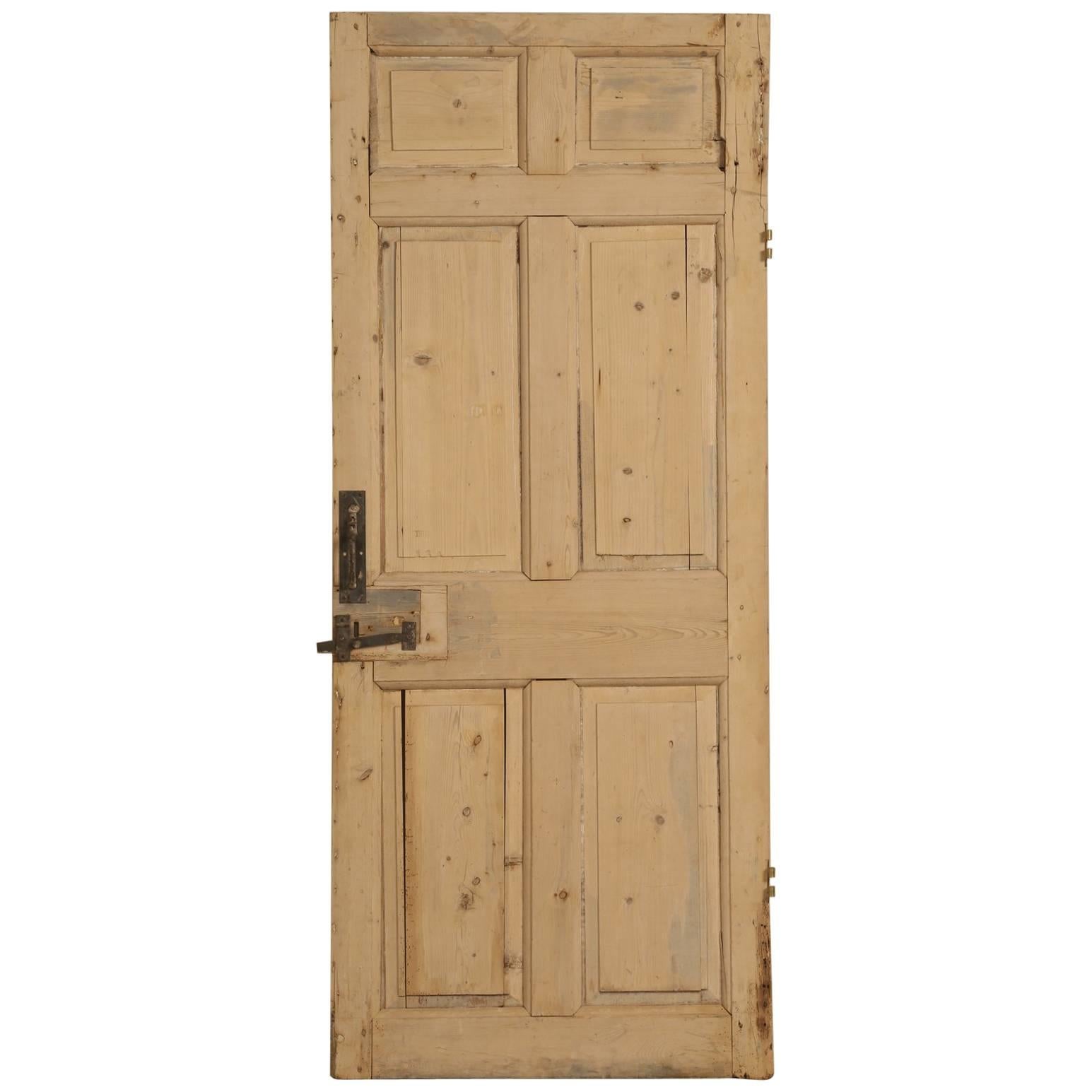 Antique Irish Scrubbed Pine Interior Door For Sale