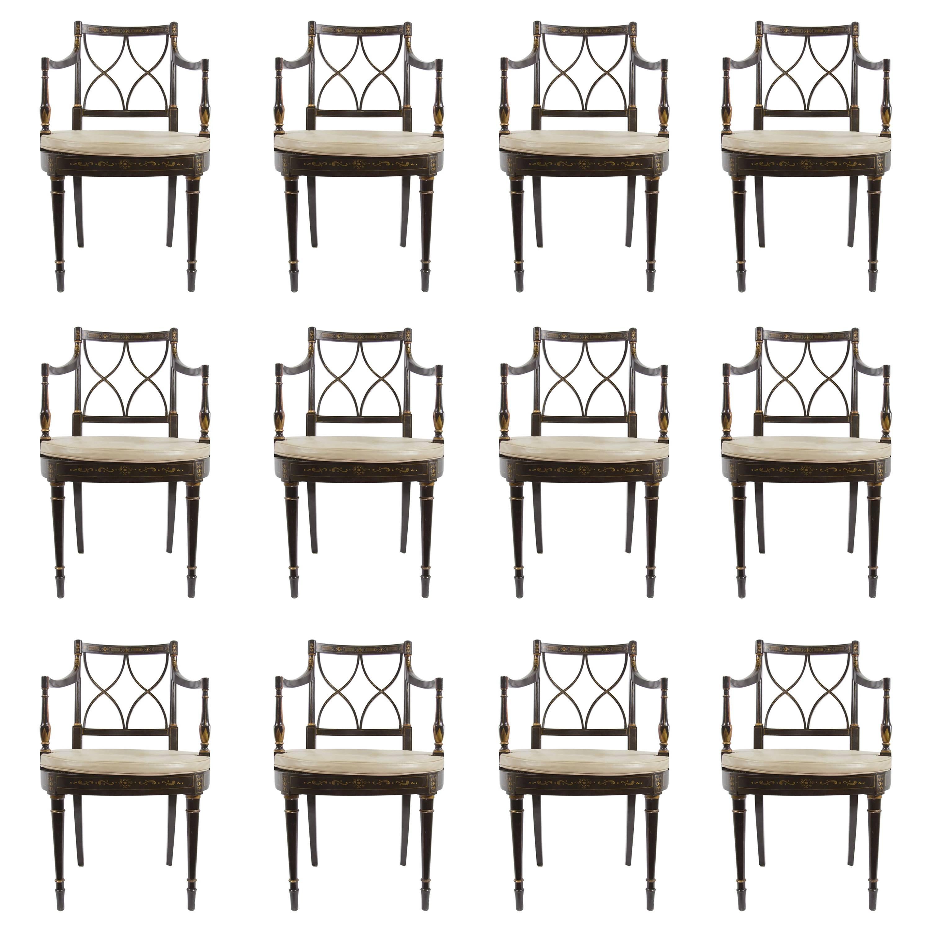 Set of Twelve Regency Style Dining Armchairs