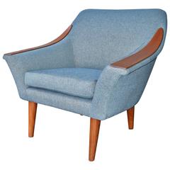 Danish Teak Upholstered Lounge Chair in the Style of Nanna Ditzel