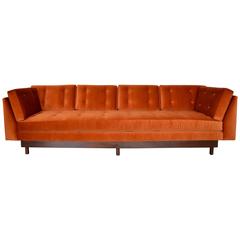 Mid-Century Wormley Style 4-Seater Sofa in Orange Mohair