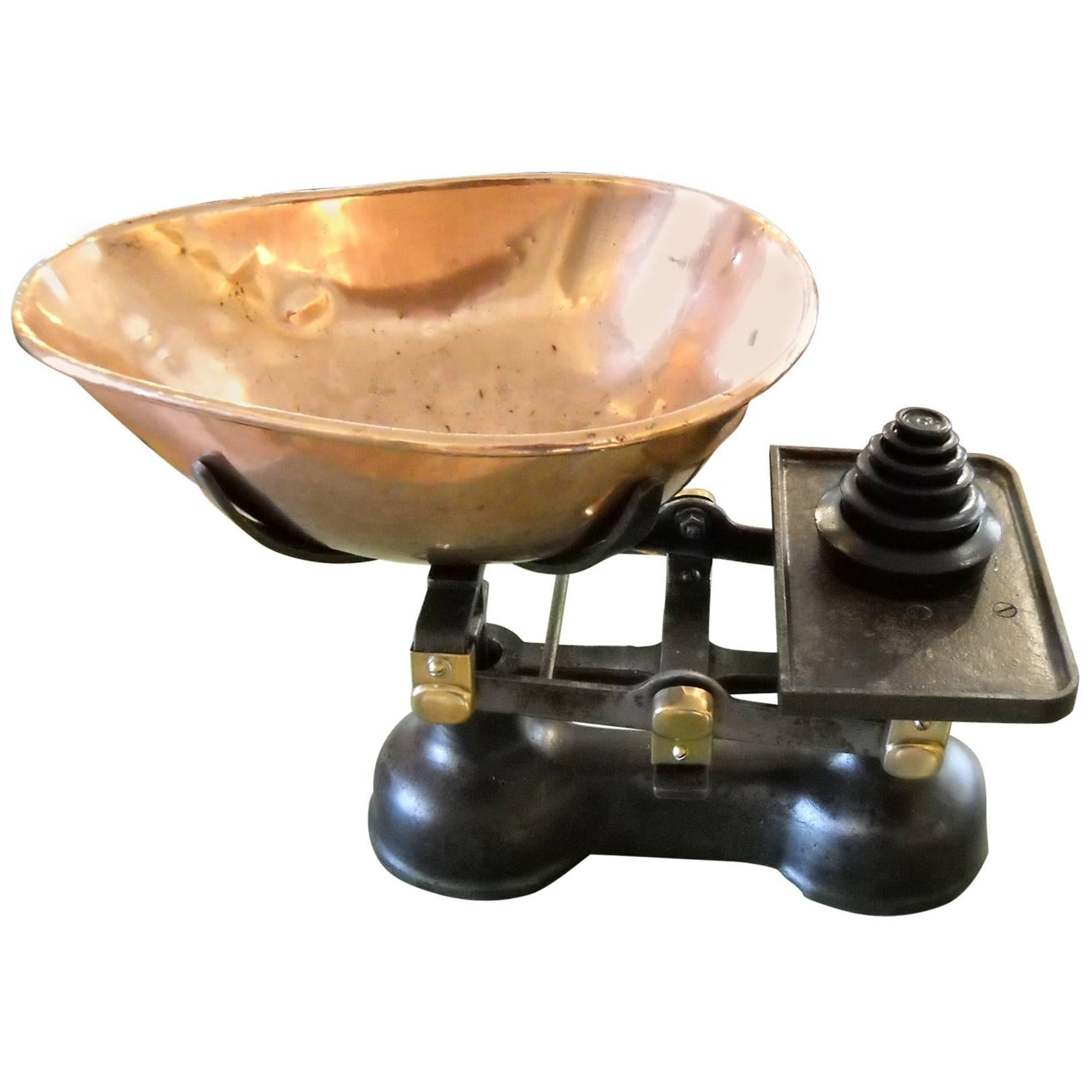 English Grocery Scale with Copper Tray