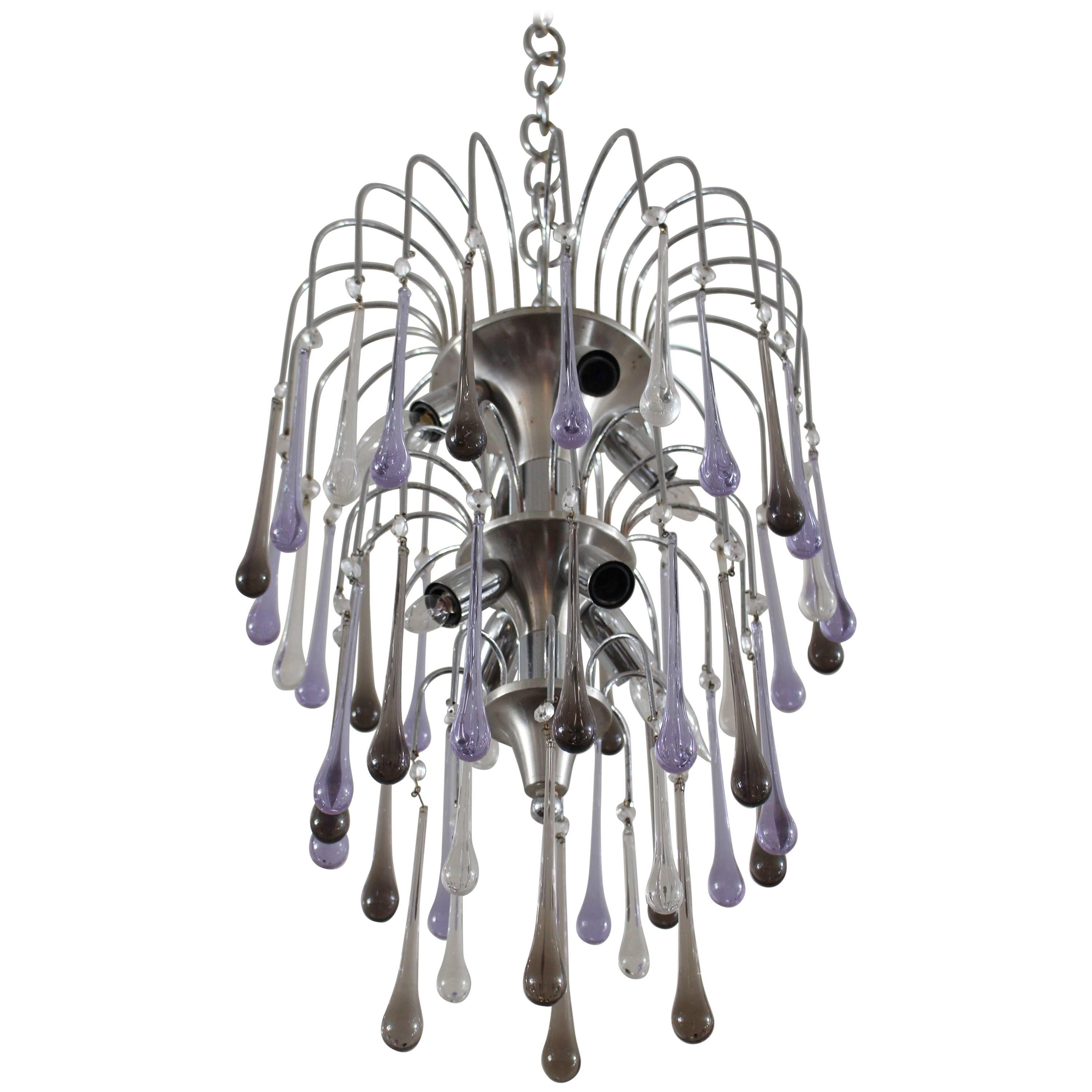 Murano Tier Drop Chandelier For Sale