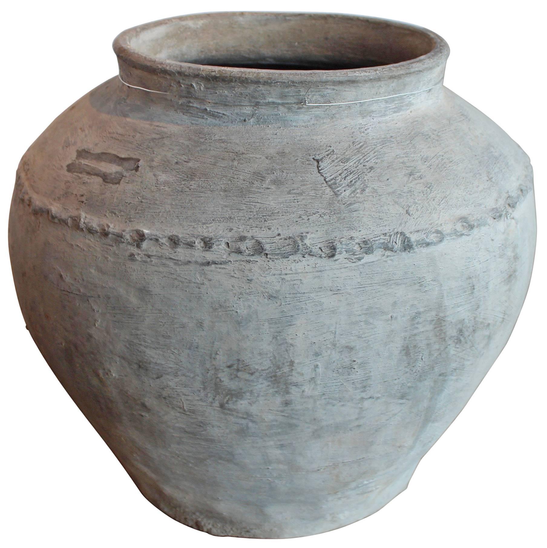 Antique Grey Terra Cotta Jar