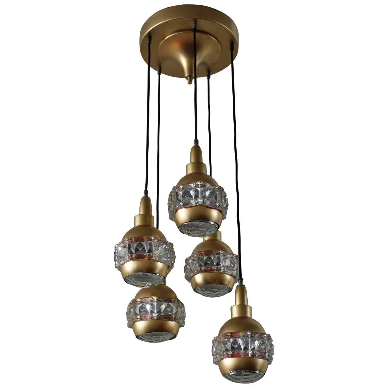 Italian Midcentury Chandelier Attributed to O'luce For Sale