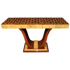Wide Art Deco Style Console Table Inlay Modernist Furniture