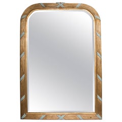 Antique French Giltwood Mirror with Turquoise Accents