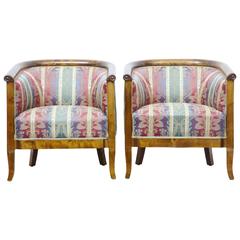 Pair of Early 20th Century Birch Lounge Armchairs