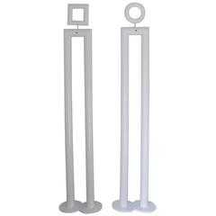 Pair of 1970s White Sculptural Floor Lamps 11