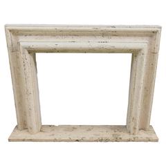 New Made Italian Fireplace in Travertine, Baroque Style, 19th Century