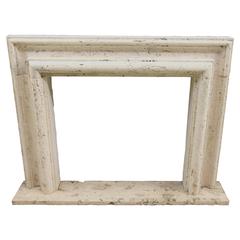 Antique New Made Italian Fireplace in Travertine, Baroque Style, 19th Century