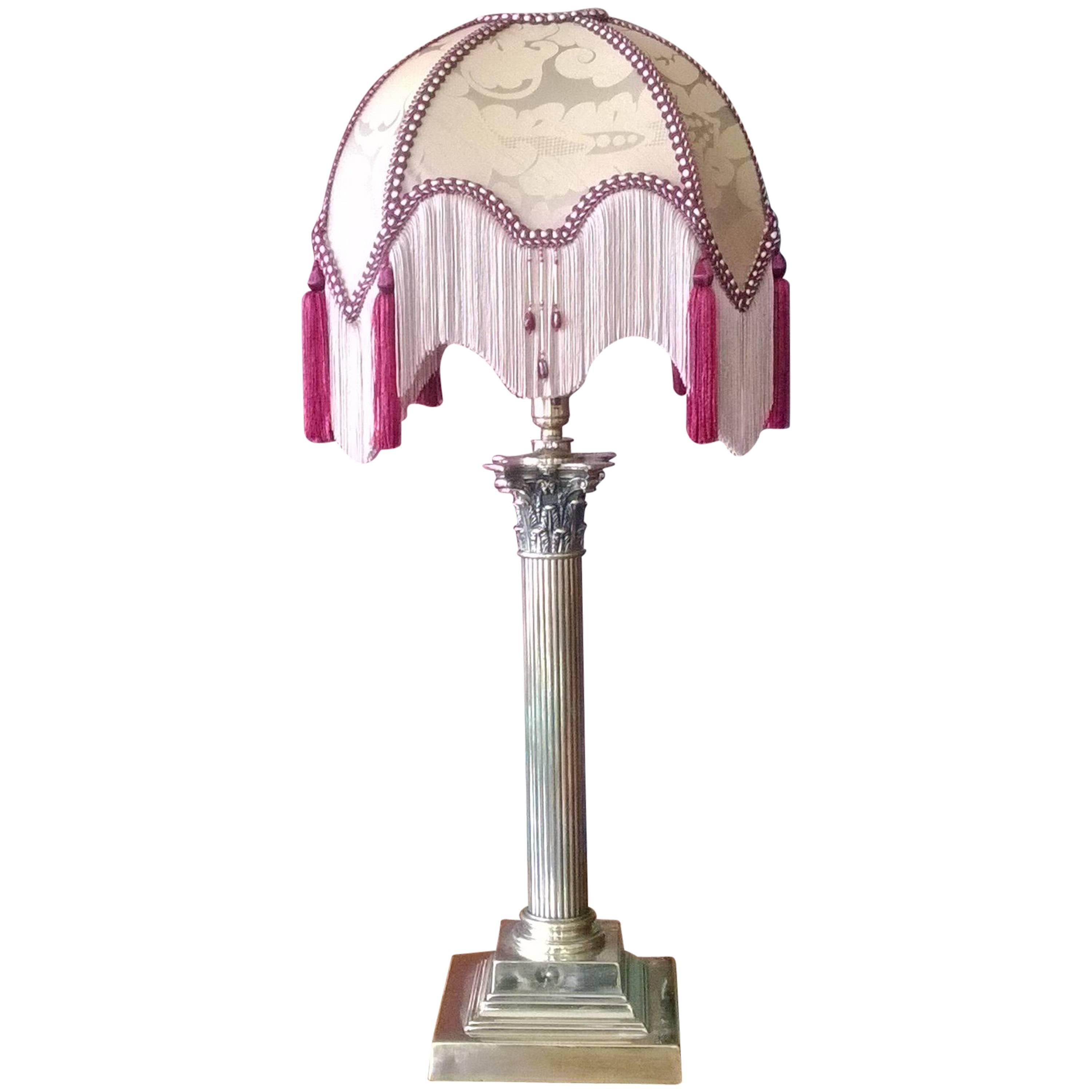 Edwardian Brass Corinthian Table Lamp