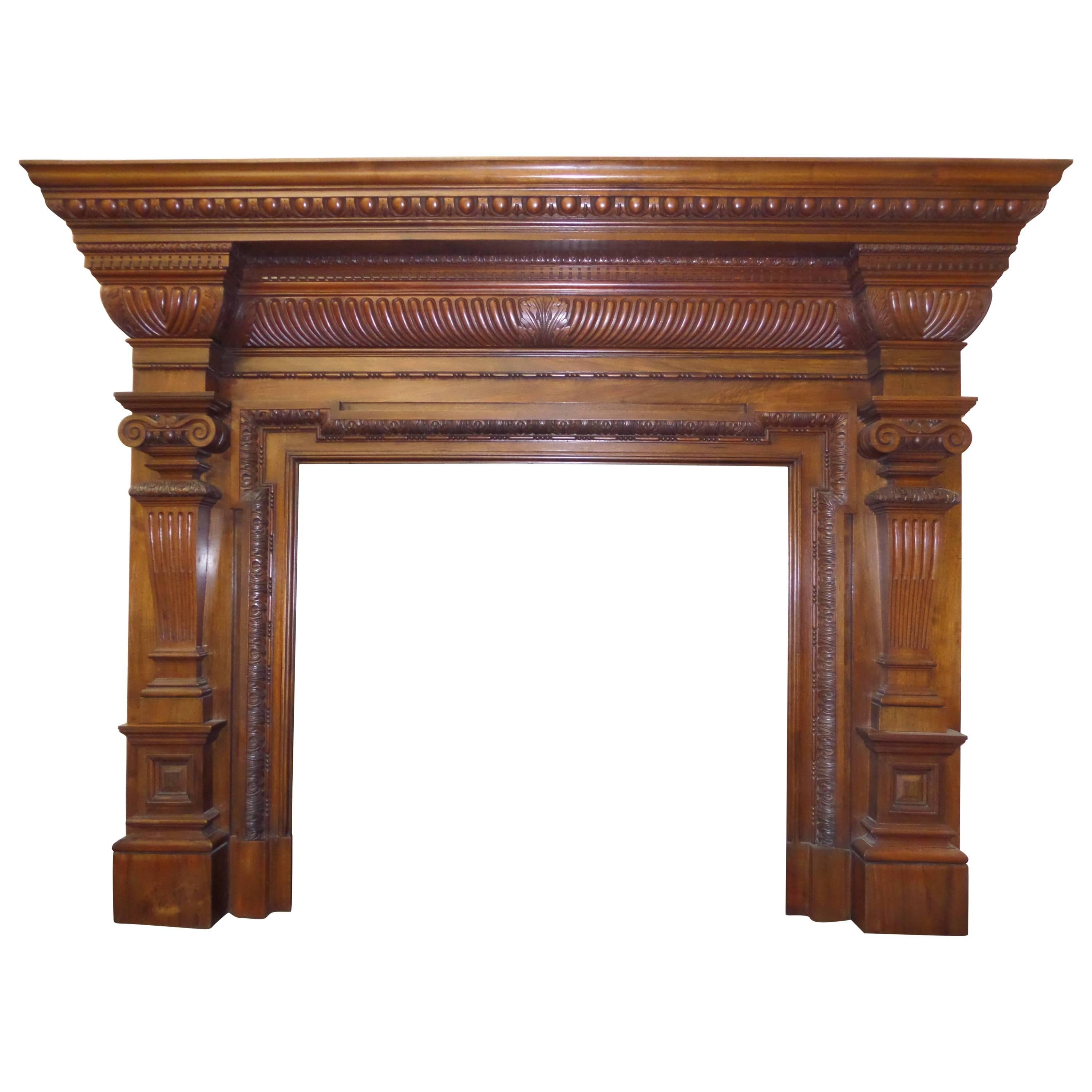 19th Century Regency / Early Victorian Walnut & Mahogany  Fireplace Surround For Sale