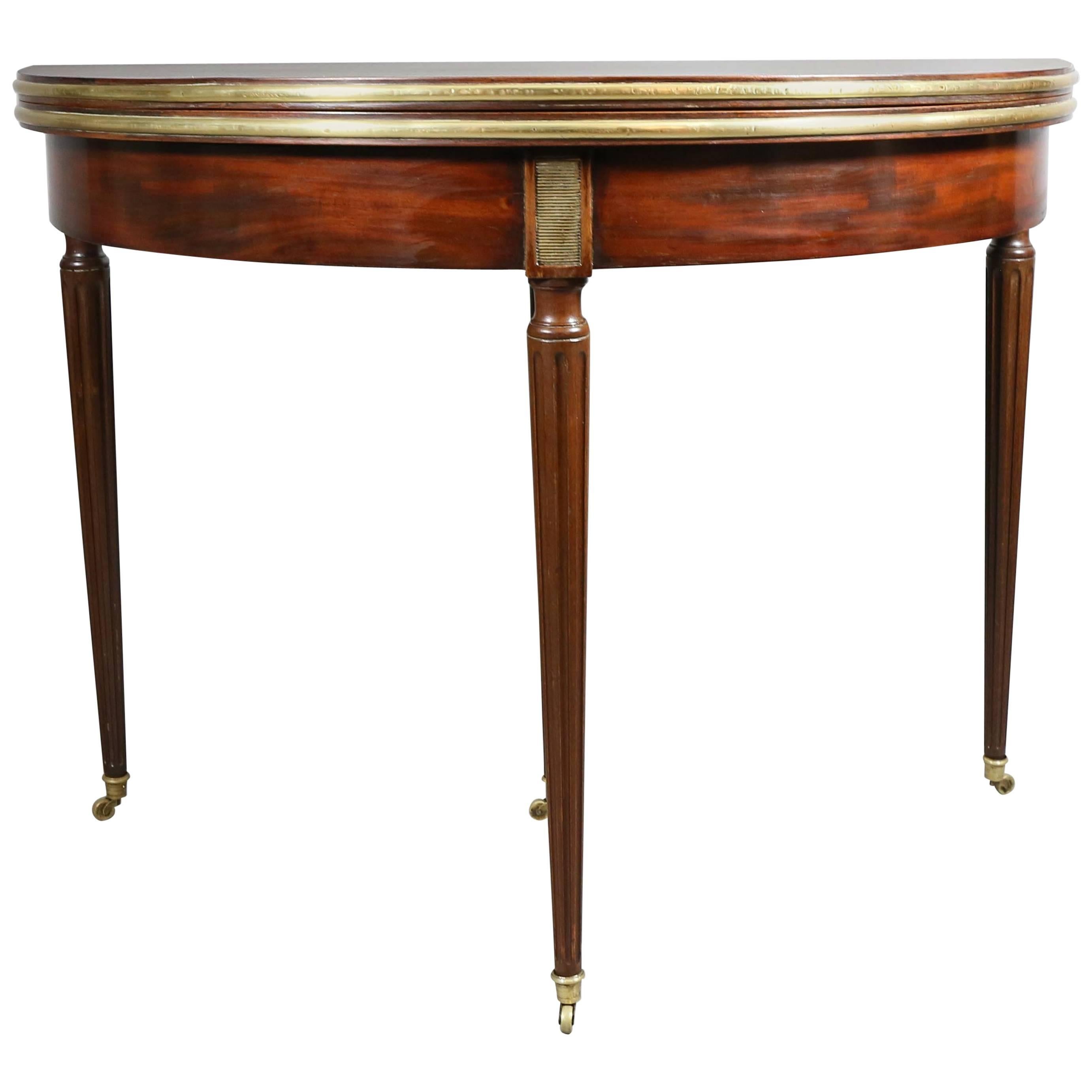 Directoire Style Mahogany and Brass Mounted Console or Games Table