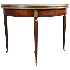 Directoire Style Mahogany and Brass Mounted Console or Games Table