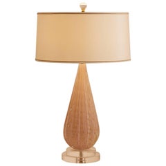 1950's Italian Mid-Century Dusty Pink and Gold Murano Lamp in Medium Scale