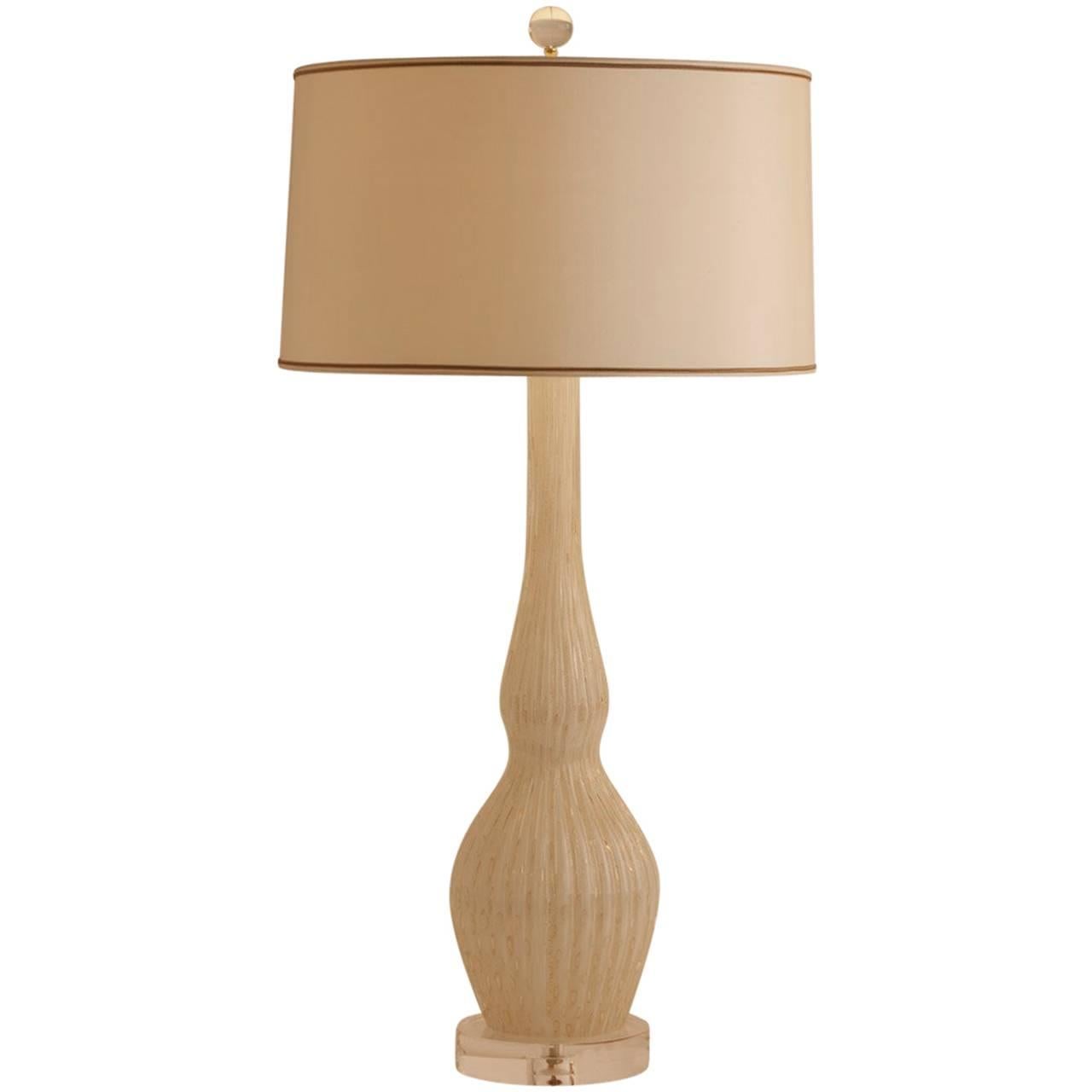 Large-Scale Mid-Century Gold and Cream Murano Lamp