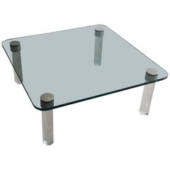 Pace Glass, Lucite and Chrome Square Coffee Table