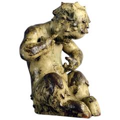 Stoneware Sculpture of Faun with Matte Sung Glaze by Knud Kyhn, 1930