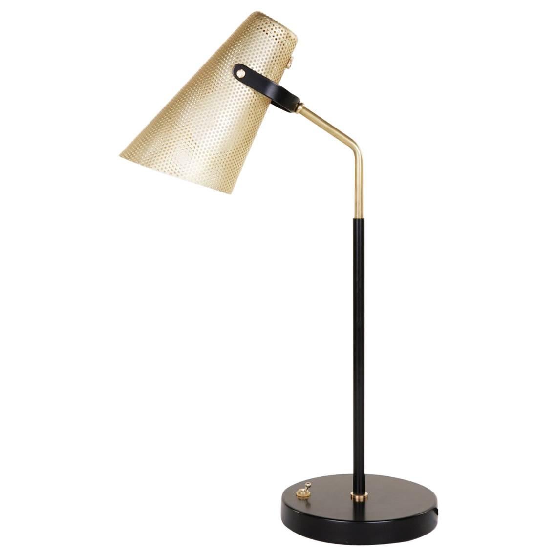 Eperon Black Table Lamp With Perforated Brass Shade 
