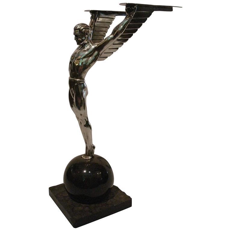 Moritz Design Bronze Statue Art Deco Eule auf Mamorsockel 7,8 x 8,4 x 32,7 cm Skulptur Bronzestatue Bronzefigur Bronzeskulptur