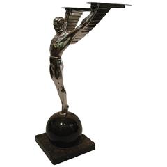 Antique Icarus, an Art Deco Sculpture of a Winged Male Nude Attributed to Schmidt Hofer
