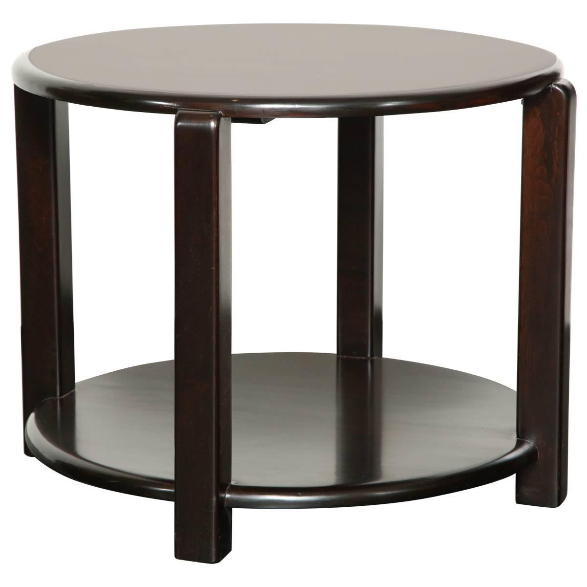 Mid-20th Century Two-Tier Ebonized Walnut Circular Table For Sale