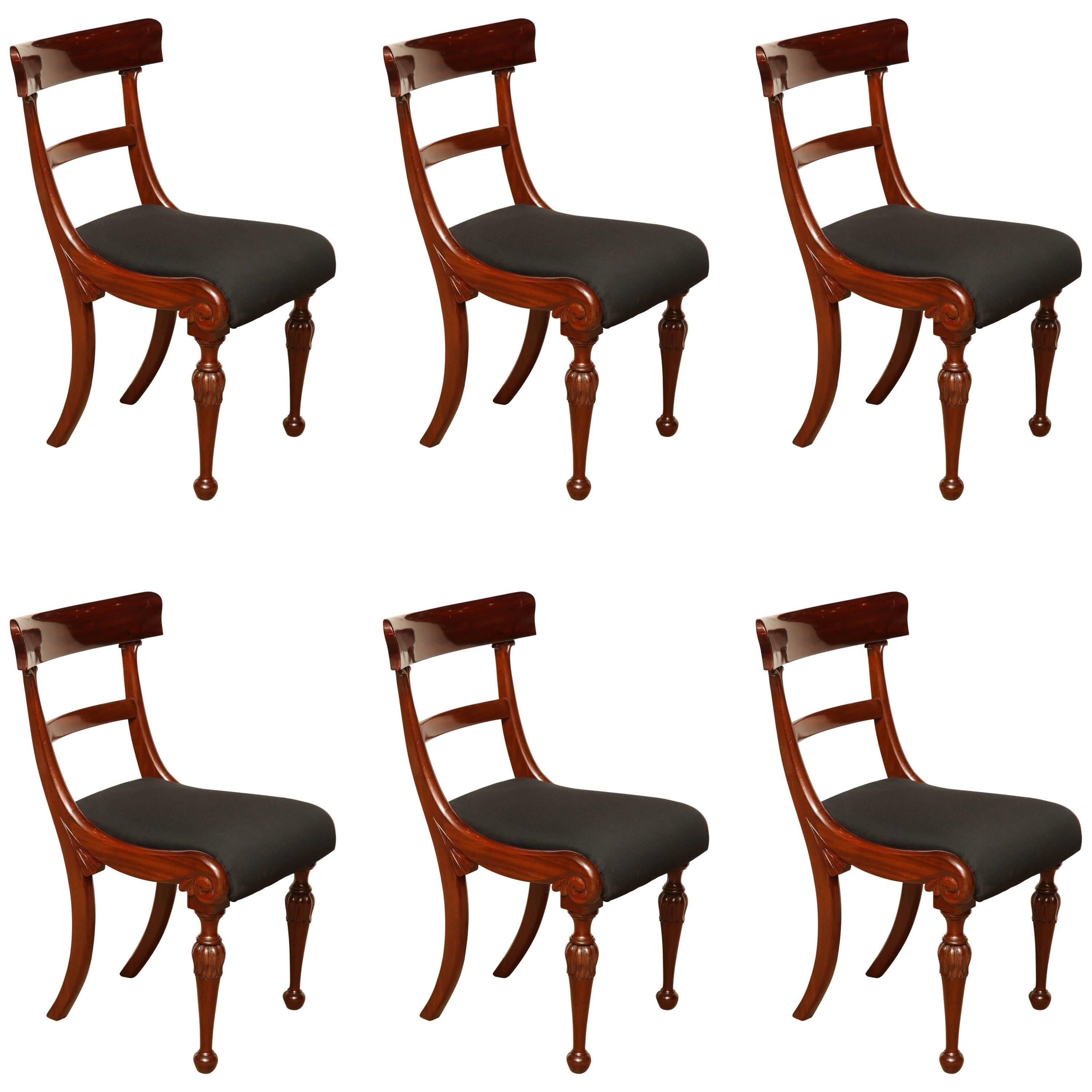 Set of Six Early 19th Century Irish Dining Chairs in Mahogany at 1stDibs