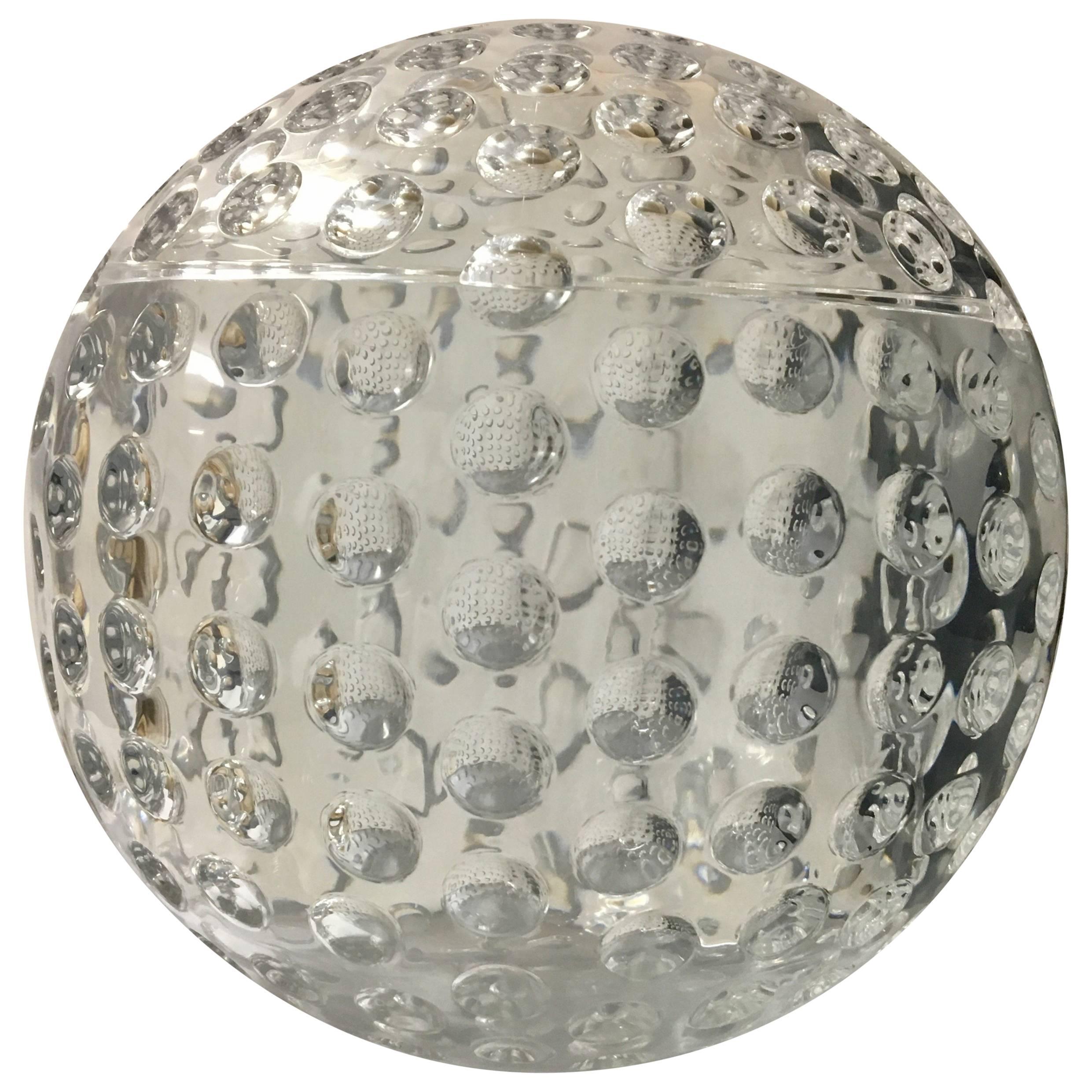 Spherical Lucite Ice Bucket Resembles a Large Golf Ball