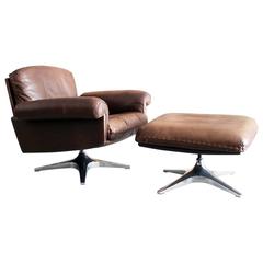 DS31, Leather Lounge Chair and Ottoman by De Sede 6