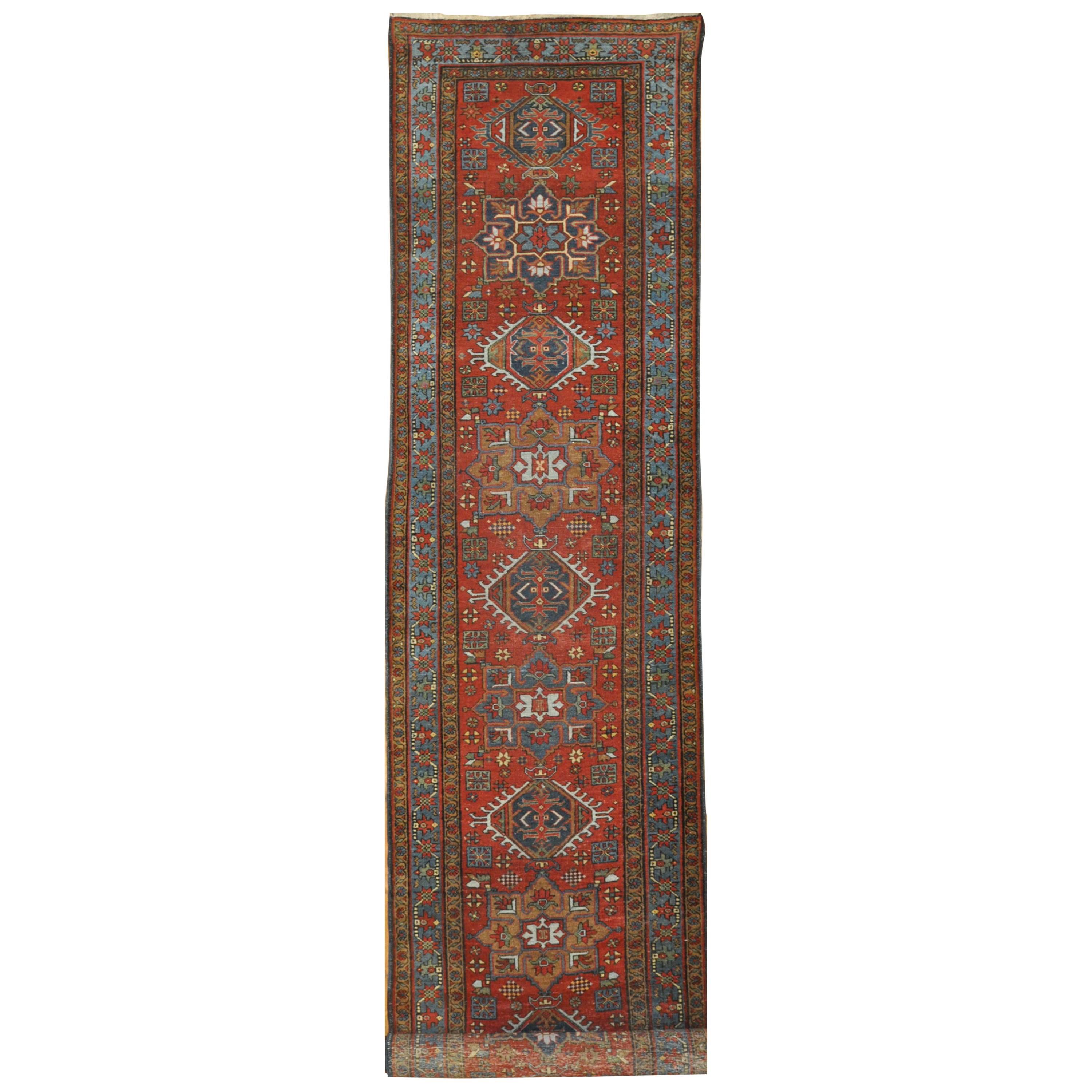 Antique Persian Heriz Runner Rug For Sale