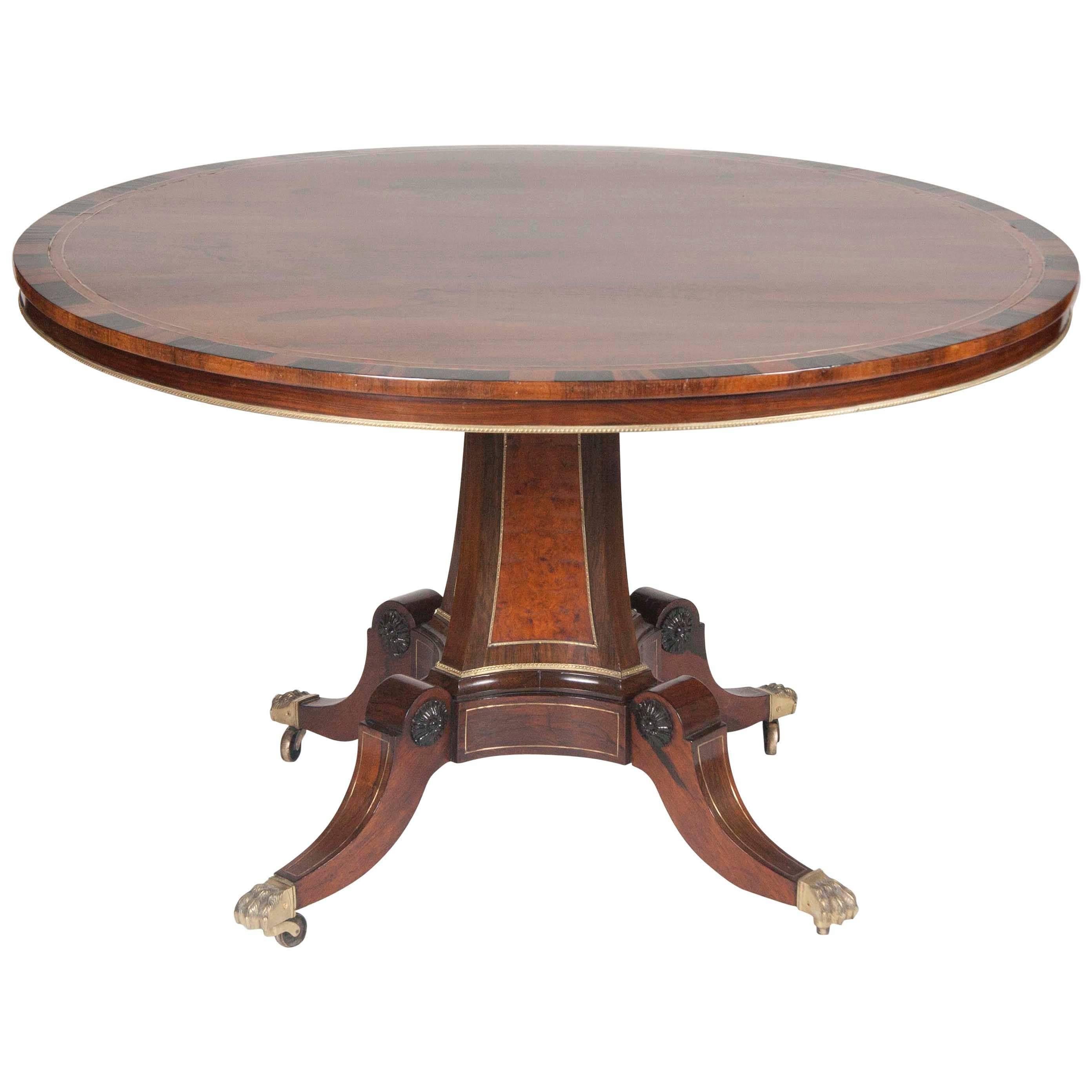 A Rosewood, Burwood and Calamander Centre Table In The Manner of George Oakley