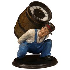Early 20th Century Bronze Polychromed Figural Desk Clock in Working Condition 9
