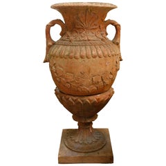 Red Terracotta Urn and Pedestal