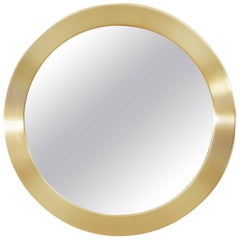 Retro Mid-Modern Century Round Mirror in Brass Model Nr 134 by Glasmäster