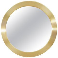 Mid-Modern Century Round Mirror in Brass Model Nr 134 by Glasmäster 1