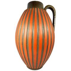 Early Contemporary Hand Made Hand Glazed Melon Vase, Brilliant Colors, 1965