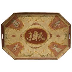 Large 19th Century French Napoleon III Hand-Painted Tole Tray