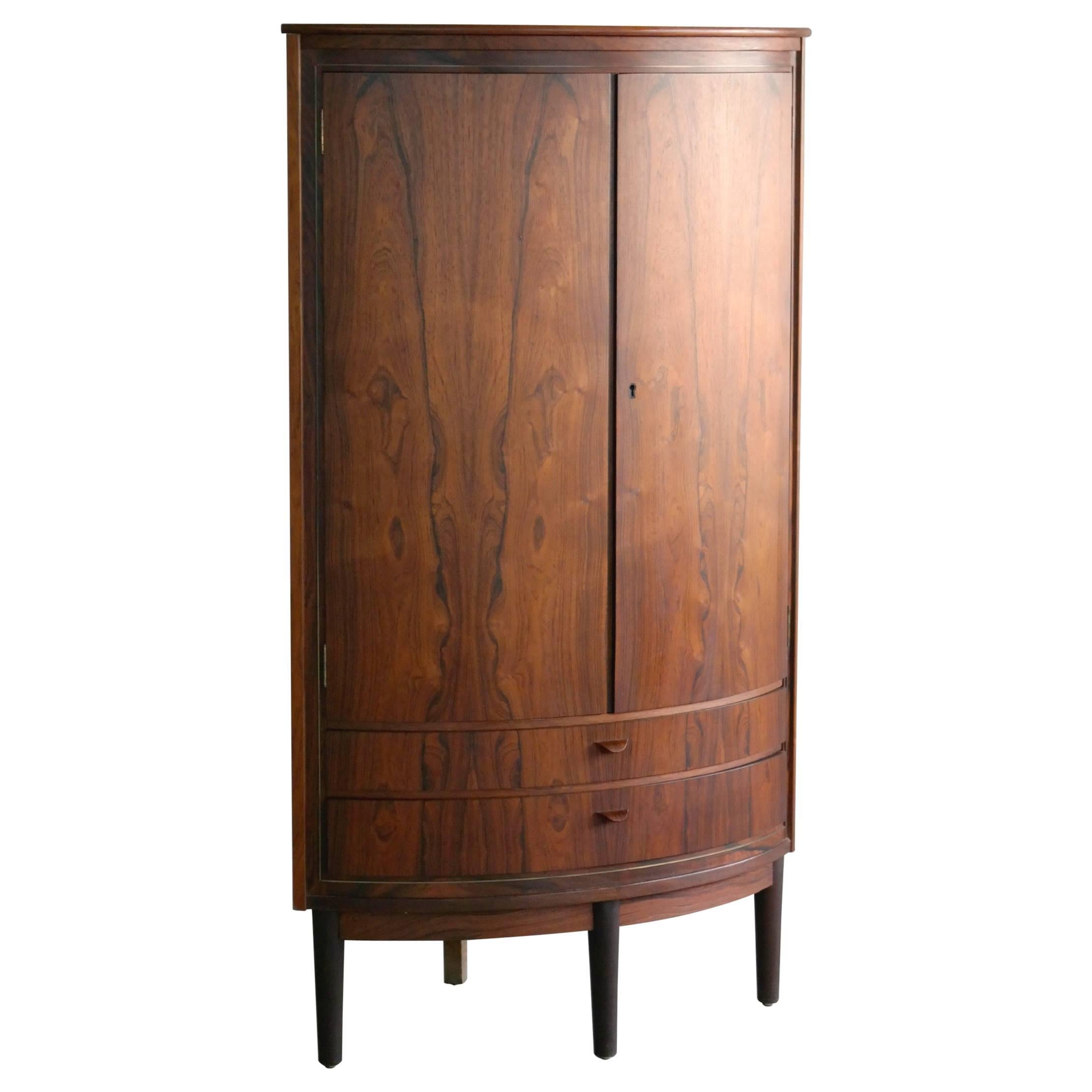 Danish Rosewood Mid Century Corner Cabinet by Agner Christoffersen