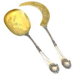 Soufflot Rare French All Sterling Silver 18-Karat Gold Ice Cream Servers