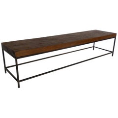 Dos Gallos Reclaimed Wood Modern Clean Line Coffee Table or Bench with Iron Base