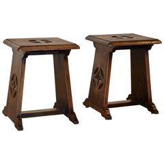 19th Century, Pair of Gothic Revival Stools