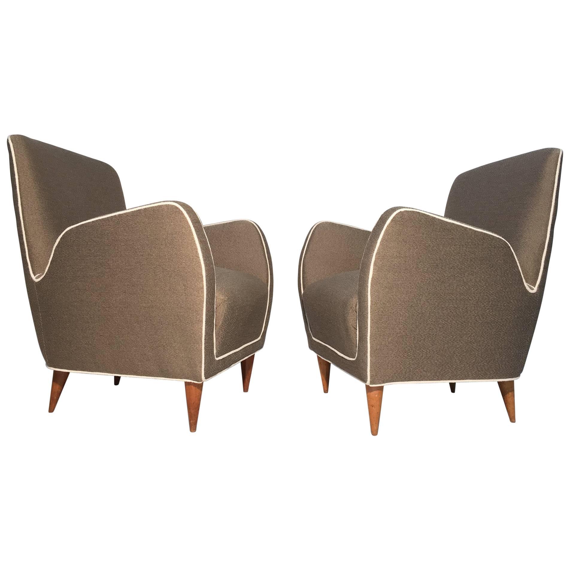 Pair of Italian Club Chairs Attributed to Paolo Buffa For Sale