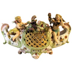 E & A Muller 'Corona' Porcelain Figural Cherub Jardinière or Centerpiece Bowl
