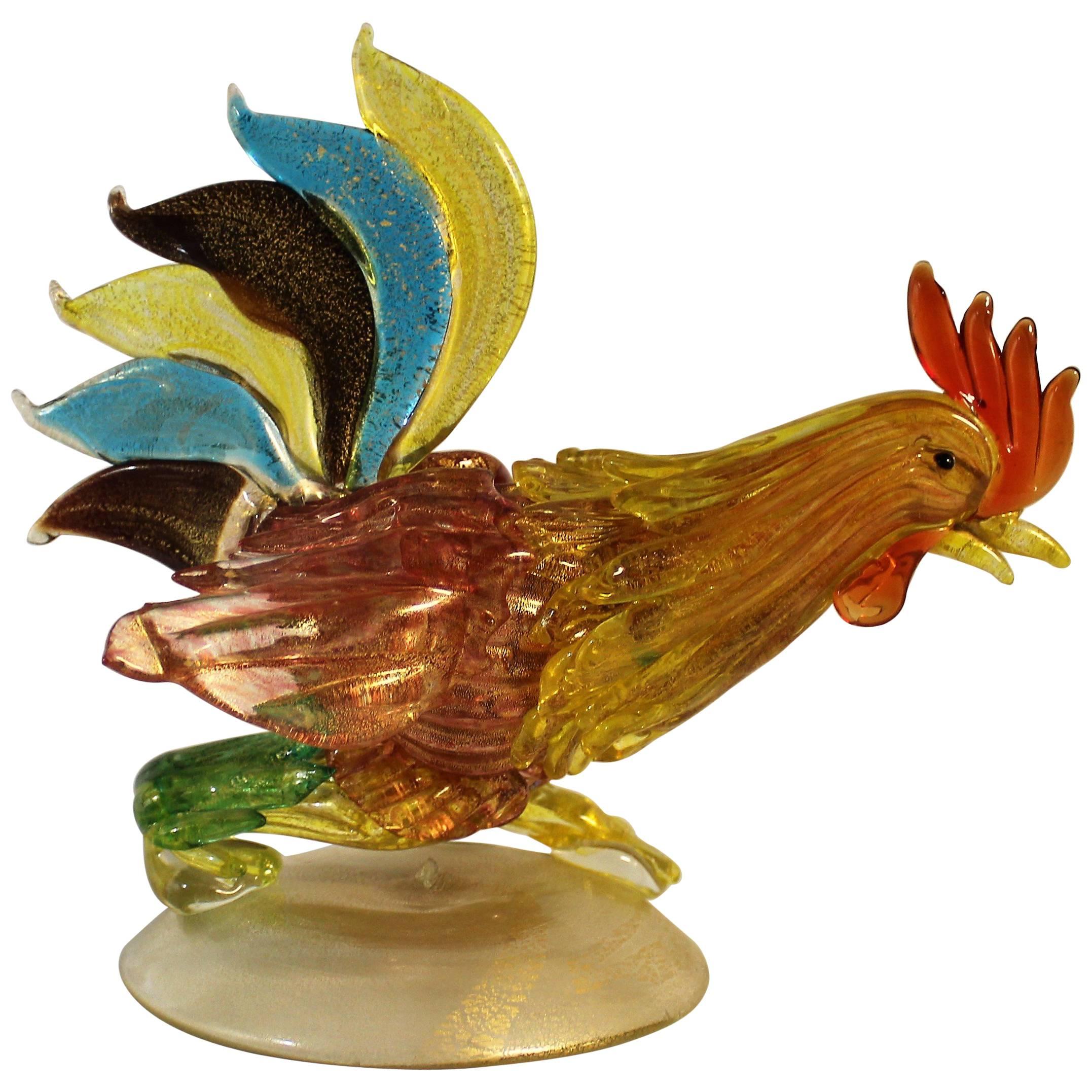 'Fornasa De Murano A L'Insegna Del Moreto' Italian Art Glass Fighting Rooster