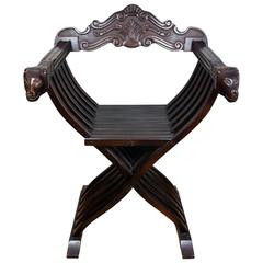 Mid-20th Century Neo-Renaissance Style Folding Savonarola Chair